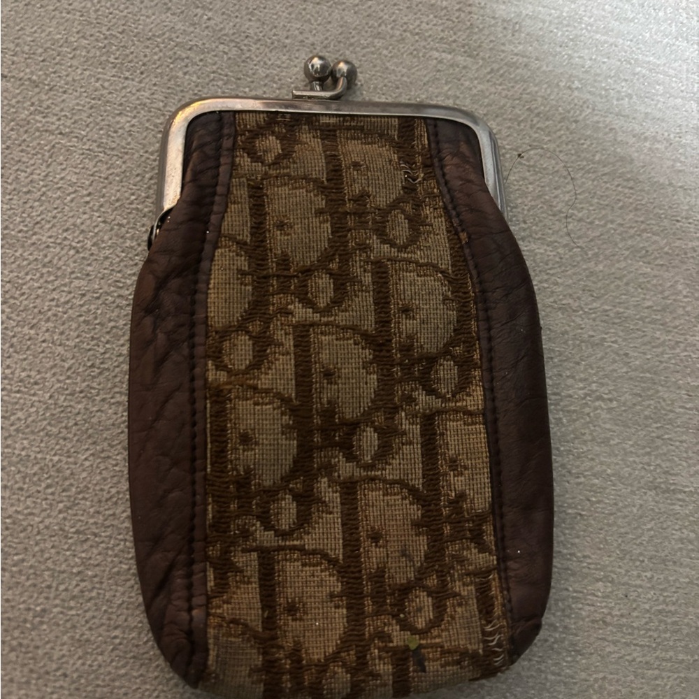 Dior Brown and Tan Monogram Coin Purse